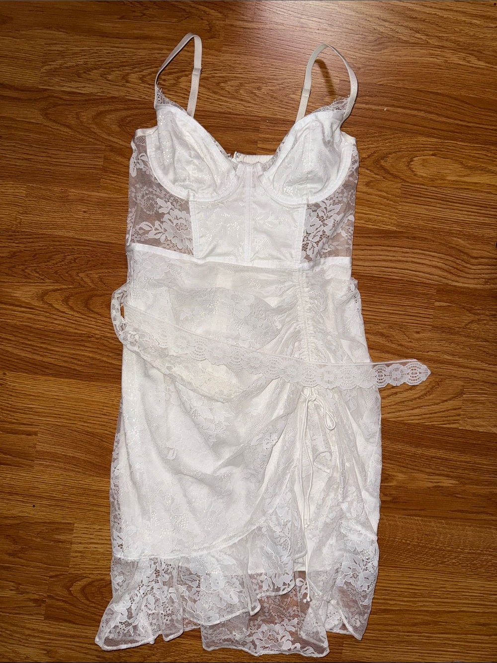 For Love & Lemons White Lace Bustier Mini Dress
